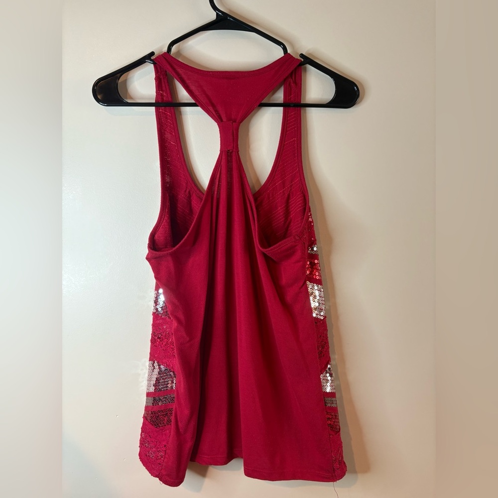 Vanity Red Lace & Silver Sequin Racerback Tank - Picture 5 of 7